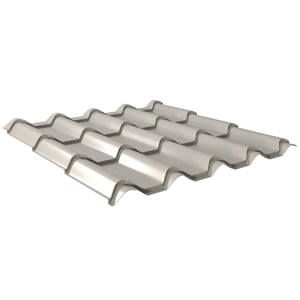 Pfannenblech EUROPA aus Stahl 0,50 mm in Weißaluminium (RAL 9006) mit 25 µm Polyesterbeschichtung, Hauptansicht