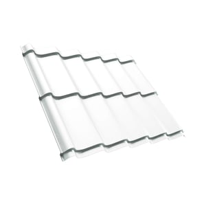 Pfannenblech Szafir 350/15, Reinweiß RAL 9010, 0,50 mm Stahl, 25 µm Polyesterbeschichtung, Hauptansicht