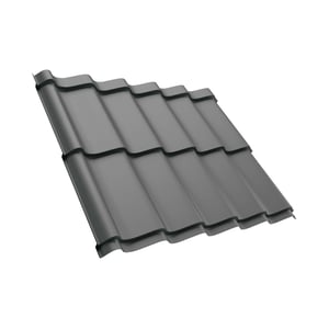 Pfannenblech Szafir 350/15 Graualuminium, Stahl 0,50 mm, 25 µm Polyesterbeschichtung, Hauptansicht
