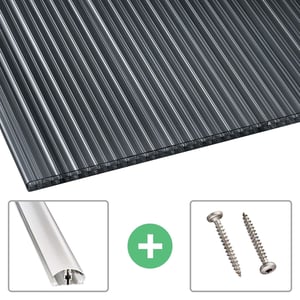 Polycarbonat Stegplatte | 16 mm | Profil A4 | Sparpaket | Plattenbreite 98 cm | Graphit | X-Struktur | Breite 7,12 m | Länge 6,00 m