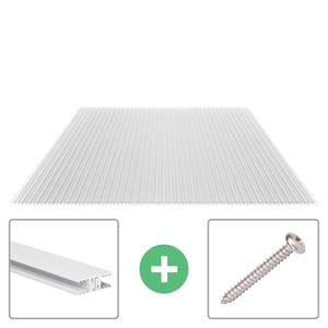 Polycarbonat Stegplatte 16 mm, klar, mit Profil Zevener Sprosse und Befestigungsmaterial