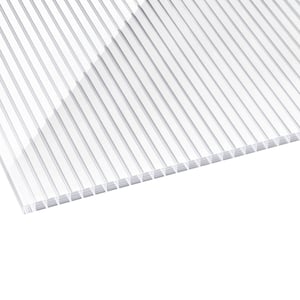 Polycarbonat Stegplatte | 16 mm | Breite 98 cm | Klar / Weiß gestreift | 2-Seiten UV-Schutz | 4,00 m