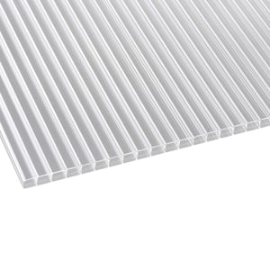 Polycarbonat Stegplatte 16 mm, klar, dreifach verrippt, schräg von oben mit Schnittkante