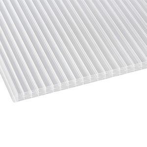 Polycarbonat Stegplatte 25 mm klar, Hauptansicht schräg von oben, siebenfache Stegstruktur sichtbar