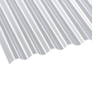Polycarbonat Wellplatte klar 2,50 mm, schraeg von oben fotografiert, Wellenprofil 76/18 sichtbar