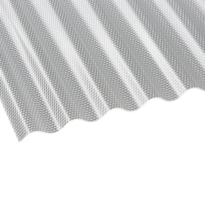 Polycarbonat Wellplatte 2,60 mm klar, schraeg von oben, mit Wabenstruktur auf der Oberflaeche