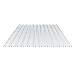 Polycarbonat Wellplatte 76/18, klar, 0,90 mm, freigestellt auf weissem Hintergrund