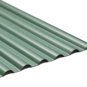 PVC Profilplatte SINTRA 77/18 Grün-Metallic, schräg von oben mit Wellenprofil