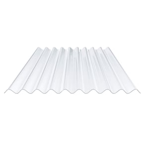 PVC Wellplatte klarbläulich, 1,20 mm, Profil 94/34, freigestellt auf weissem Hintergrund