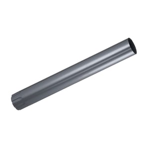 Regenfallrohr aus graphitgrauem Stahl (RAL 7024) mit 50 µm Polyurethan-Beschichtung, schraeg von oben
