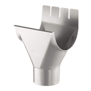 Rinnenablauf aus Stahl in Graualuminium RAL 9007, mit Niagara Logo und gezacktem Rand
