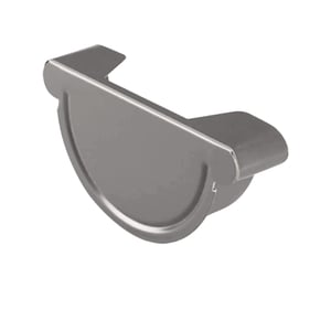 Rinnenendstück aus Stahl in Graualuminium (RAL 9007) mit 50 µm Polyurethan-Beschichtung, Vorderansicht