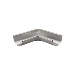 Rinneninnenwinkel 90 Grad aus Stahl, Graualuminium (RAL 9007), mit zwei Rohrstutzen