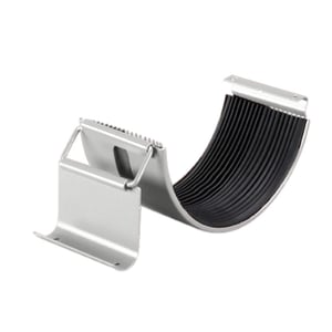 Rinnenverbinder aus weißaluminiumfarbenem Stahl mit schwarzer Gummidichtung, Hauptansicht