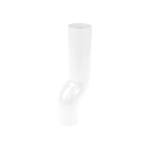 Sockelknie PVC weiß, Hauptansicht, leicht gebogenes Rohrstück für Regenwasserfallrohr
