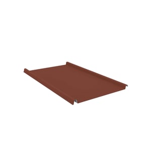 Stehfalzblech 33/500-LE ziegelrot, 0,50 mm Stahl, 35 µm Mattpolyester, Hauptansicht schraeg von oben