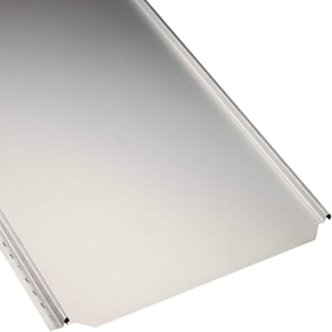 Stehfalzblech PD-510-S Flach, 0,50 mm Stahl, Reinweiß RAL 9010, schräg von oben mit Falzstruktur