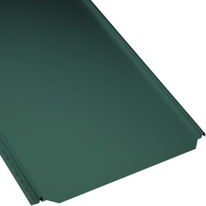 Stehfalzblech PD-510-S Flach, Moosgrün RAL 6005, 0,50 mm Stahl, 25 µm Polyester, Hauptansicht schräg von oben