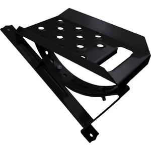 Steigtritt Typ 2 Set, tiefschwarz (RAL 9005) verzinkter Stahl, perforierte Trittflaeche, Seitenansicht