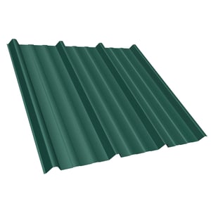Trapezblech T45/333M aus Stahl 0,50 mm, moosgrün RAL 6005, 25 µm Polyesterbeschichtung