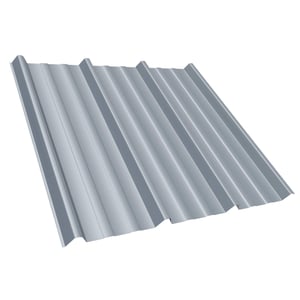 Trapezblech T45/333MD Weißaluminium RAL 9006, 0,50 mm Stahl, Hauptansicht schräg von oben