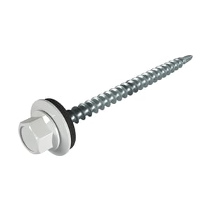 Verzinkte Schraube Weckman, weißaluminium RAL 9006, mit Sechskantkopf und Dichtscheibe, Hauptansicht