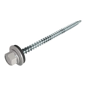 Verzinkte Schraube mit Sechskantkopf und Dichtscheibe, Farbe Graualuminium RAL 9007