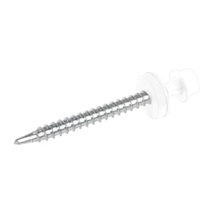Verzinkte Schraube mit Sechskantkopf und Dichtscheibe, Reinweiß RAL 9010, fuer Hochsicke