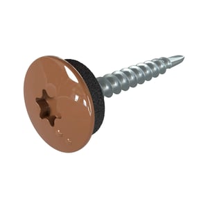 Verzinkte Schraube mit Eiche-farbenem Kopf und Dichtscheibe, Torx-Antrieb, fuer Holzkonstruktionen