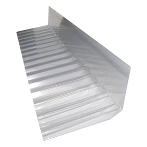 Wandanschluss Profil 76/18 aus klarem Polycarbonat, Spundwand-Form, Hauptansicht