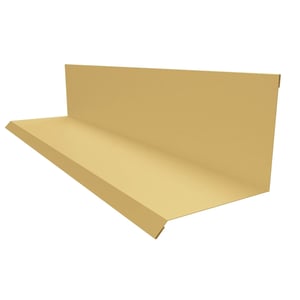 Wandanschluss Typ 2 aus sandgelbem Stahl, 0,50 mm, 90 Grad Winkel, Vorderansicht