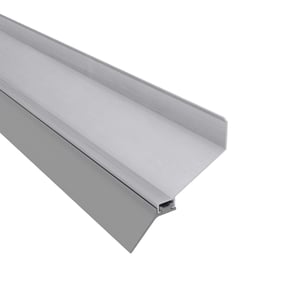 Wandanschlussprofil Aluminium blank, schraeg von oben mit schmaler Oberseite und breiter Unterseite