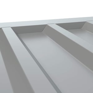 Zahnblech ungelocht, Stahl 0,75 mm, Weißaluminium RAL 9006, Detailansicht der Profilierung
