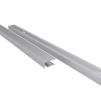 Abschlussprofil Unterseite 10 mm aus blankem Aluminium, zwei Profile nebeneinander liegend