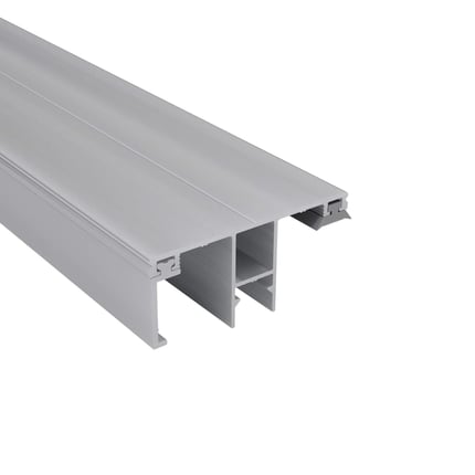 DUO Randprofil 16 mm aus blankem Aluminium, Seitenansicht mit Hohlkammern und Befestigungsnuten