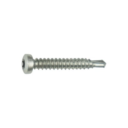 Edelstahlschraube blank, selbstbohrend, mit Torx-Antrieb und Linsenkopf, Seitenansicht