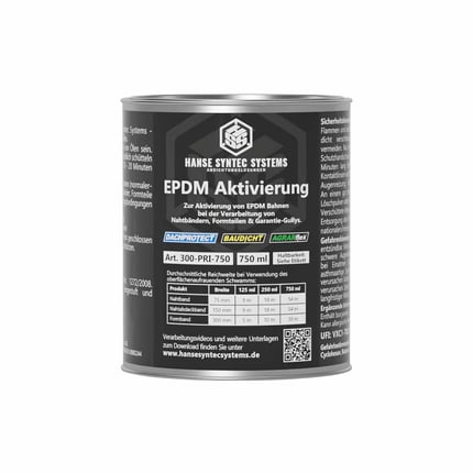 EPDM Aktivierung 750 ml Dose von DACHPROTECT, schwarzes Etikett mit Produktinformationen