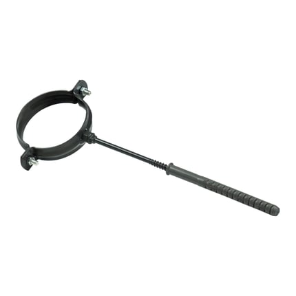 Fallrohrschelle aus graphitfarbenem Stahl mit Langschlagschraubstift, Hauptansicht