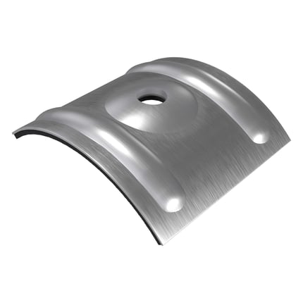 Kalotte Profil 76/18 Welle aus blankem Aluminium, Oberseite mit Bohrung