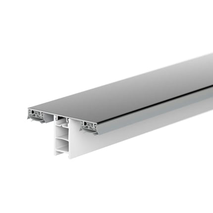 Mendiger Mittelprofil, dunkelgraues Aluminium mit weissem Kunststoff-Unterbau, Hauptansicht