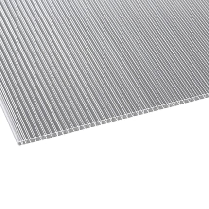 Polycarbonat Doppelstegplatte 10 mm klar, Ansicht von oben auf die Stegstruktur