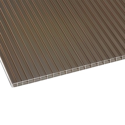 Polycarbonat Stegplatte 16 mm Bronze, Hauptansicht von oben, mit dreifacher Stegstruktur