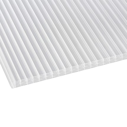 Polycarbonat Stegplatte 25 mm klar, Hauptansicht schräg von oben mit sichtbarer Stegstruktur