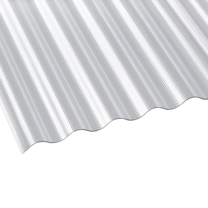 Polycarbonat Wellplatte 76/18, klar, 1,40 mm, schraeg von oben