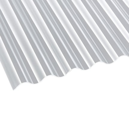 Polycarbonat Wellplatte klar, 2,50 mm, Hauptansicht der transparenten Wellenstruktur