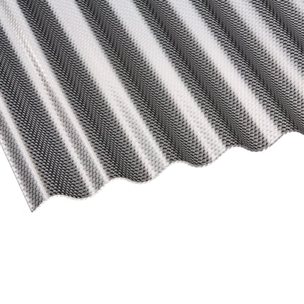 Polycarbonat Wellplatte 2,60 mm, Graphit, mit Wabenstruktur, schraeg von oben fotografiert