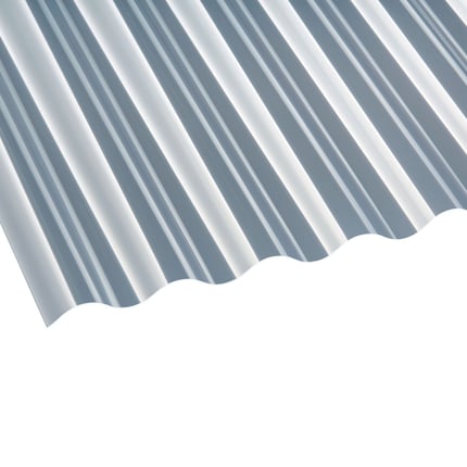 Polycarbonat Wellplatte 76/18, klar, 1,30 mm, schraeg von oben, freigestellt