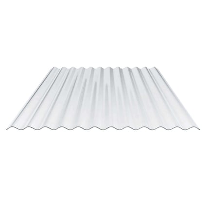 Polycarbonat Wellplatte 76/18, klar, 0,90 mm, freigestellt auf weissem Hintergrund