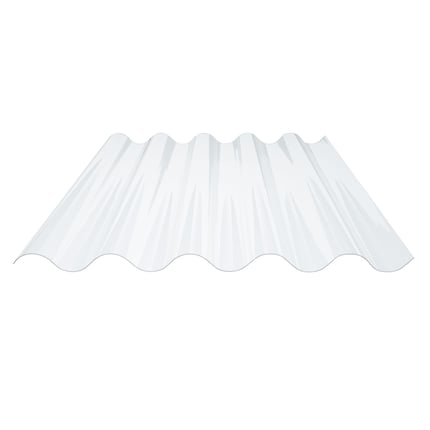PVC Wellplatte 177/51, Profil 5, 1,40 mm, klarbläulich, freigestellt auf weissem Hintergrund