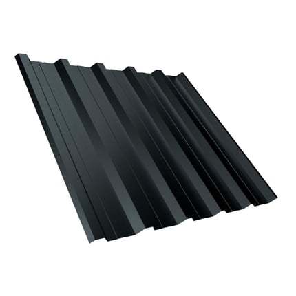 Trapezblech T35DR anthrazitgrau, 0,40 mm Stahl, Polyester 25 µm Beschichtung, Hauptansicht schräg